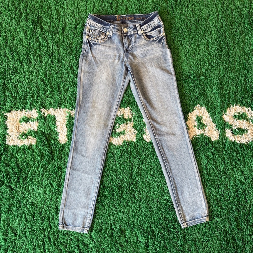 E-Line Women's Embellished Pockets Light Wash‎ Denim Jeans Size 3